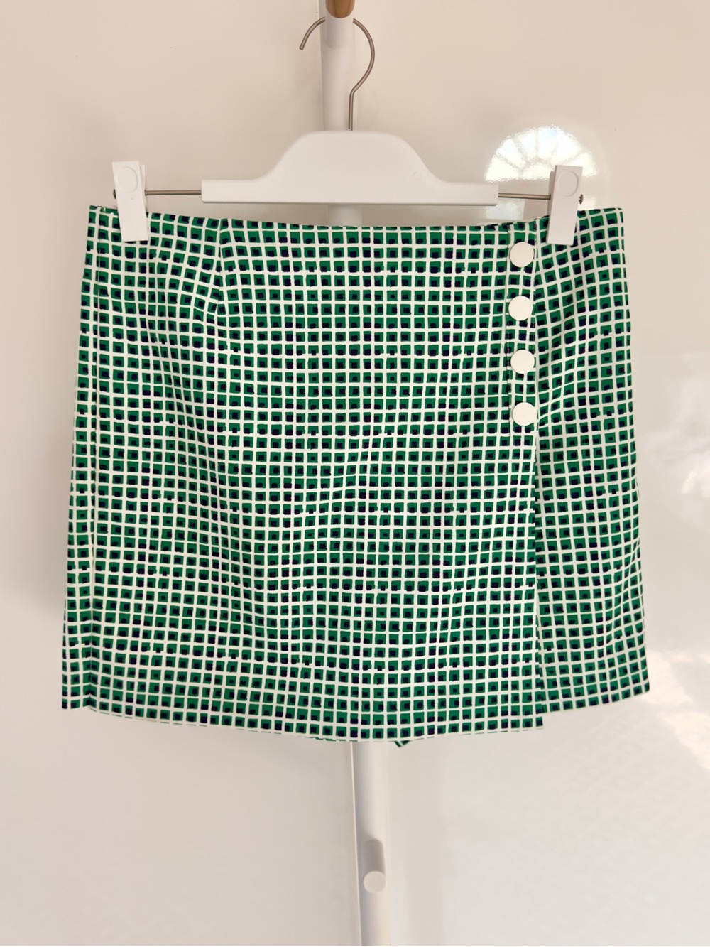 Tory Sport Green Geometric Print Golf Skort Wrap Front Button